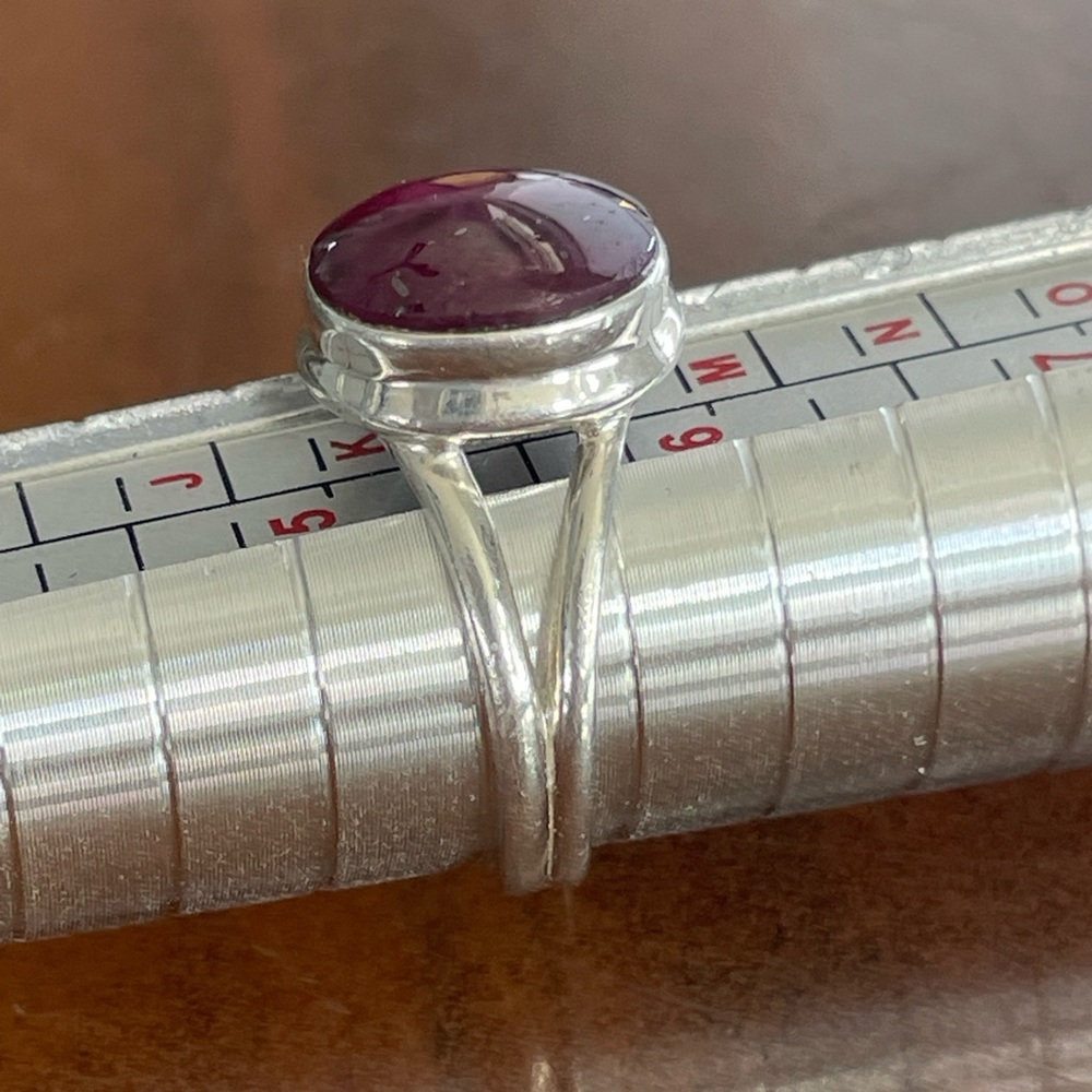 Simple Sterling Silver Ring With Deep Burgundy St… - image 5